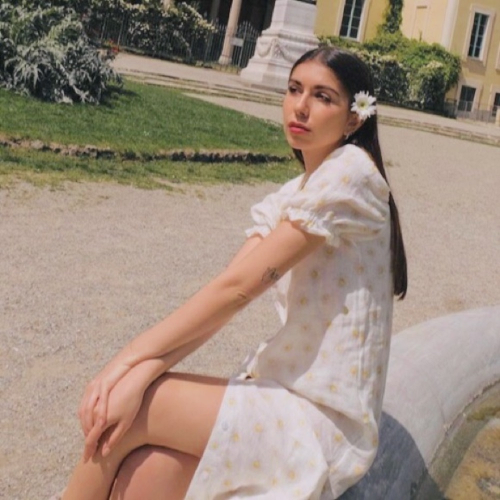 🌼SLEEPER🌼 Bridgitte Linen Long midi Daisy Summer Dress European Vintage $290